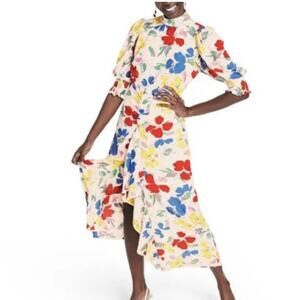 Rixo Dress Womens 4 Floral Multicolor Long Sleeve Maxi Ruffle Hem New Tag Rayon